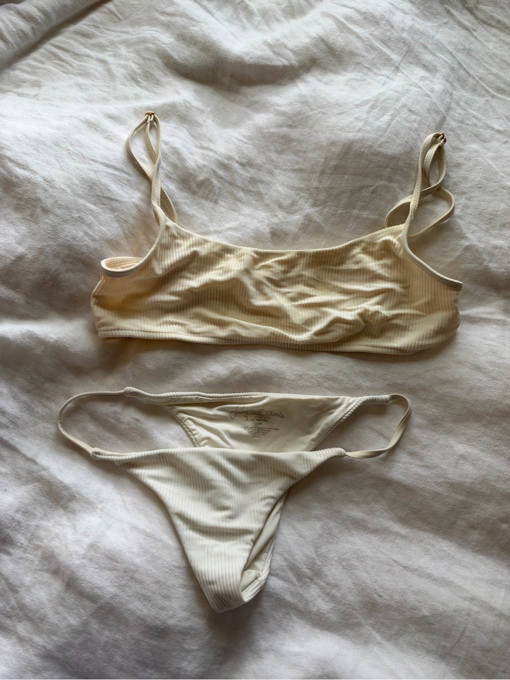 Frankie's Bikinis Ribbed Cream Bikini Set -medium